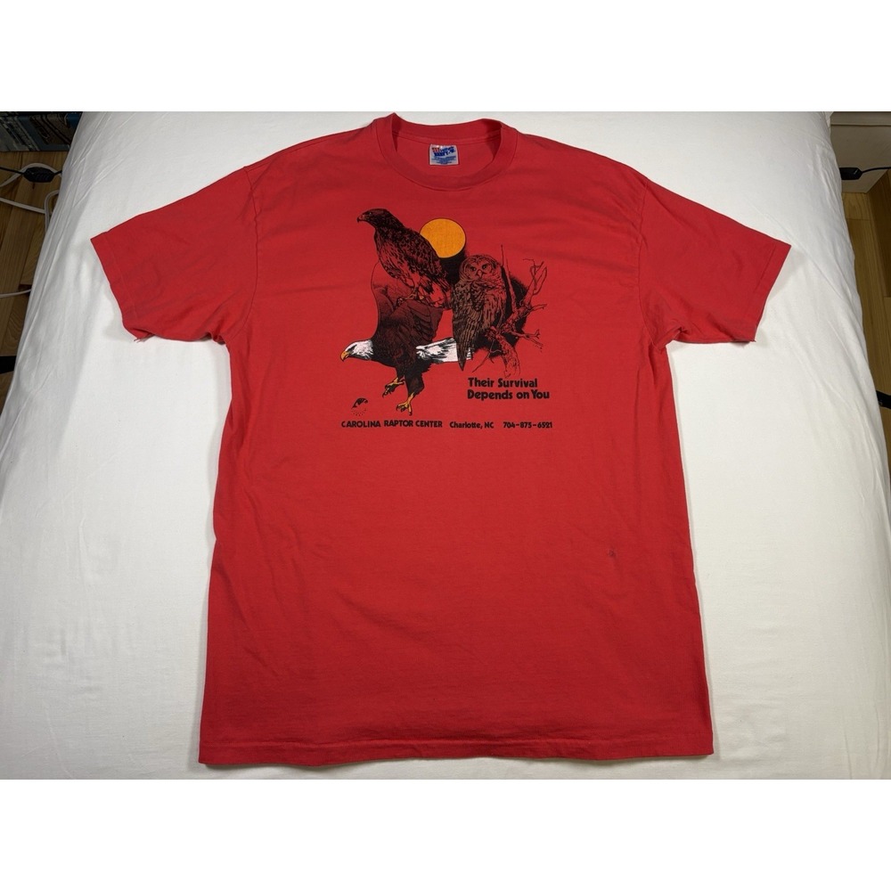 Vtg 90s Carolina Raptor Center T Shirt 1994 XL Hanes Beefy Single Stitch